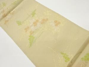 秋草模様織出し夏用袋帯